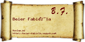 Beier Fabióla névjegykártya